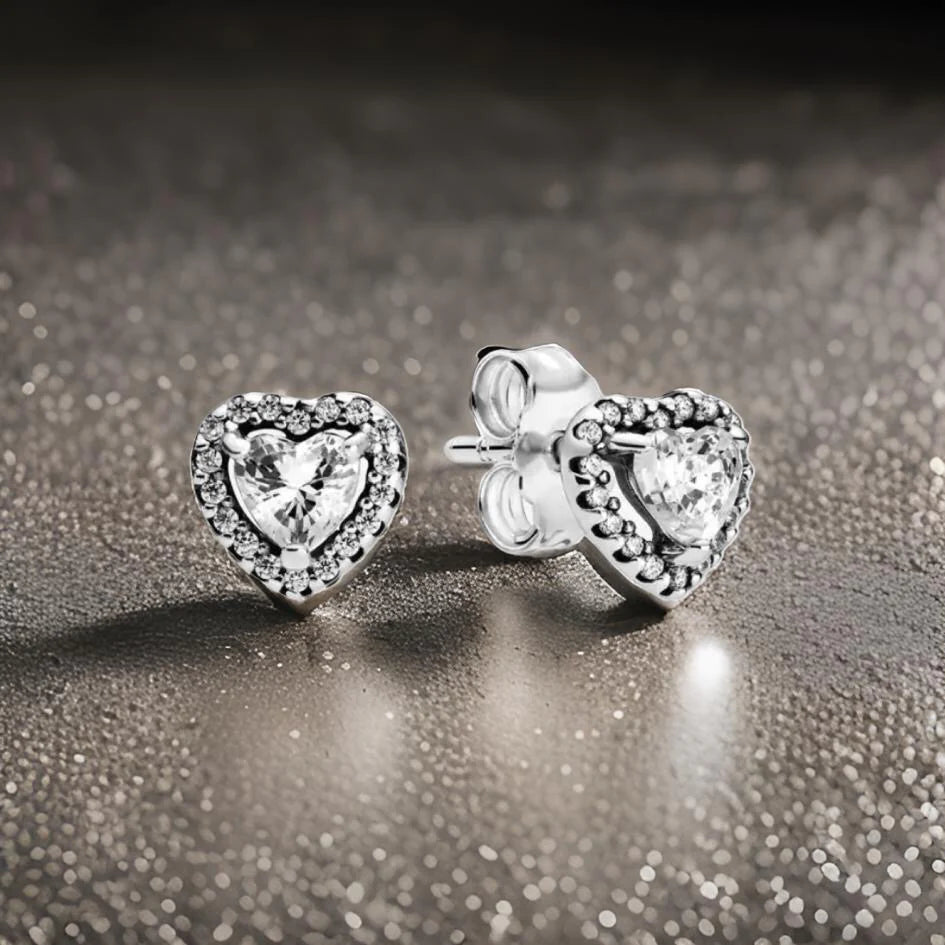 SILVER LOVE STUDS SET