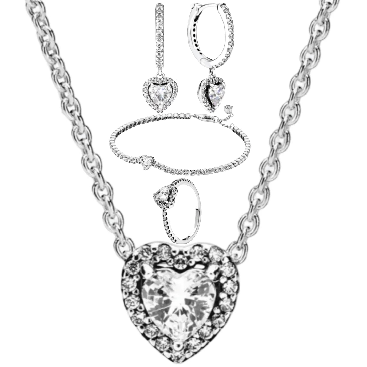 ENSEMBLE DE CRÉOLES D'AMOUR EN ARGENT