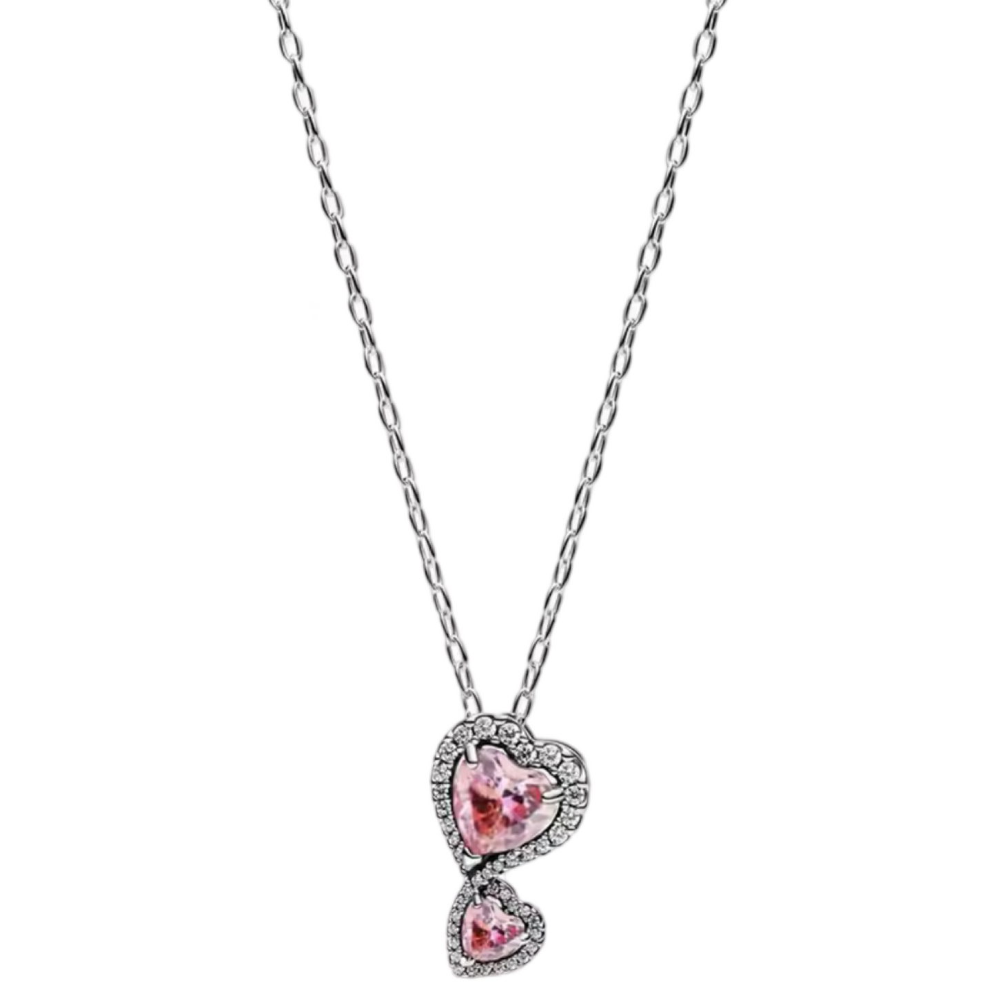 DANGLE PINK HEARTS NECKLACE