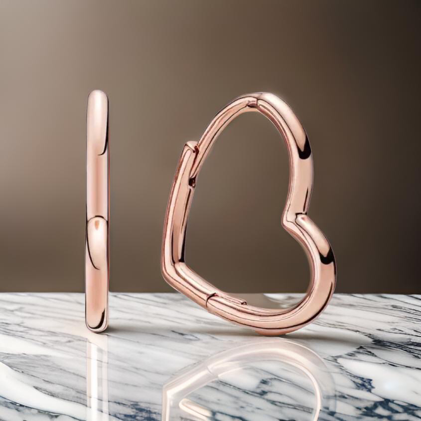 Créoles en forme de cœur rose