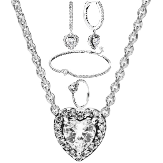 SILVER LOVE HOOPS SET