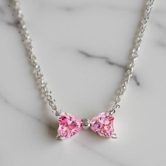 PINK BOW NECKLACE